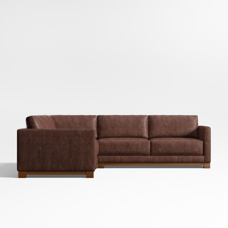 Gather Deep Wood Base Leather 3-Piece L-Shaped Sectional Sofa - image 3 of 7