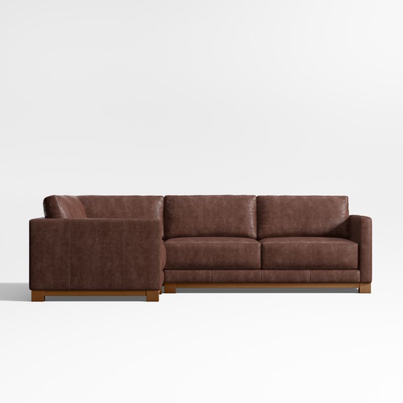 Gather Deep Wood Base Leather 3-Piece L-Shaped Sectional Sofa - image 3 of 7