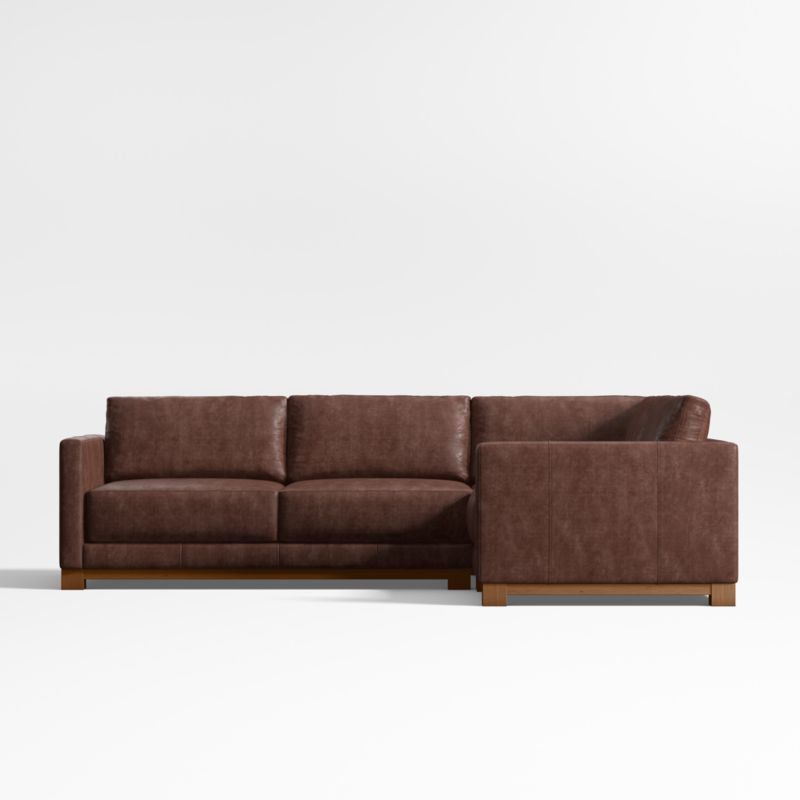 Gather Deep Wood Base Leather 3-Piece L-Shaped Sectional Sofa - image 3 of 7