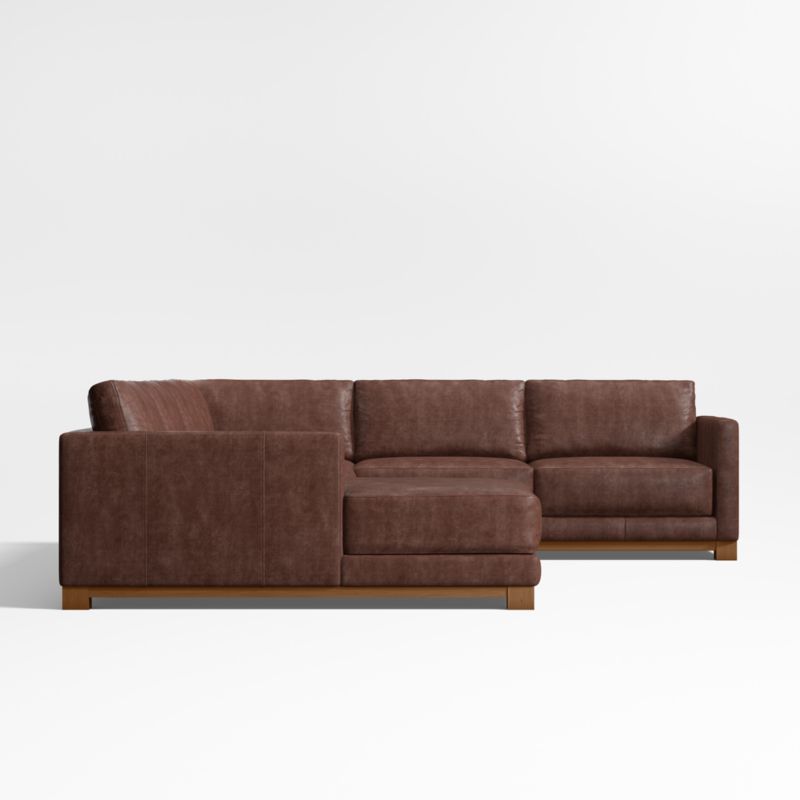 Gather Deep Wood Base Leather 4-Piece Corner Sectional Sofa with Chaise Lounge - image 4 of 7