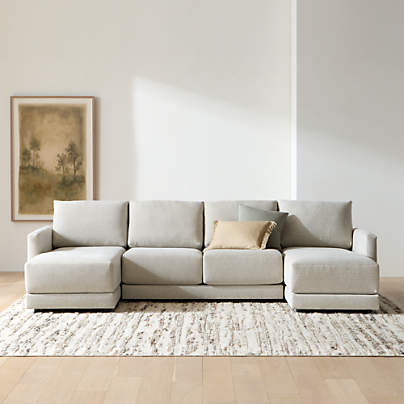 Gather Deep 3-Piece U-Shaped Sectional Sofa with Double Chaise Lounge