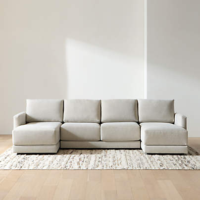 Gather Deep 3-Piece U-Shaped Sectional Sofa with Double Chaise Lounge