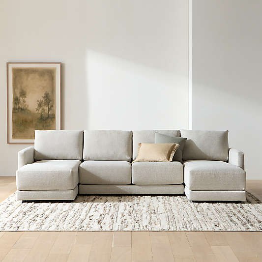 Gather Deep 3-Piece U-Shaped Sectional Sofa with Double Chaise Lounge