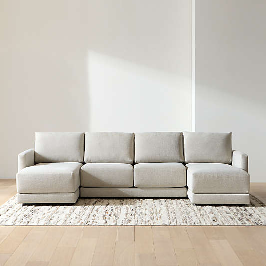 Gather Deep 3-Piece U-Shaped Sectional Sofa with Double Chaise Lounge