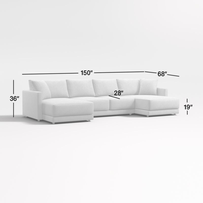 View Gather Deep 3-Piece Wide Double Chaise Sectional Sofa - image 3 of 16