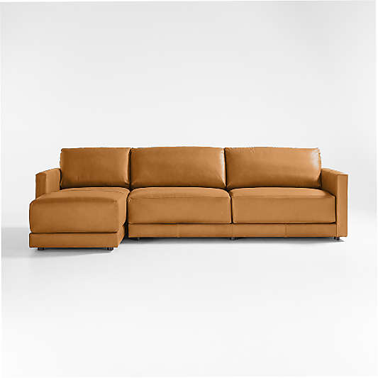 Gather Deep 2-Piece Leather Sectional Sofa with Chaise Lounge