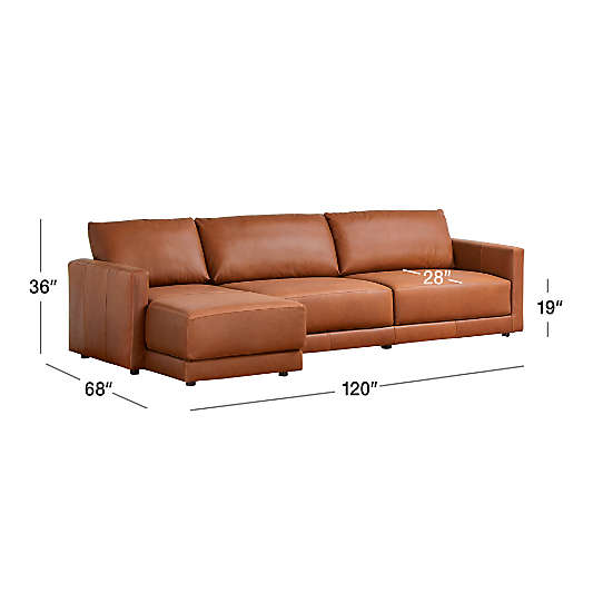 Gather Deep Leather 2-Piece Sectional Sofa