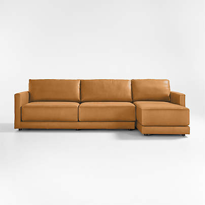 Gather 2-Piece Leather Sectional Sofa with Chaise Lounge