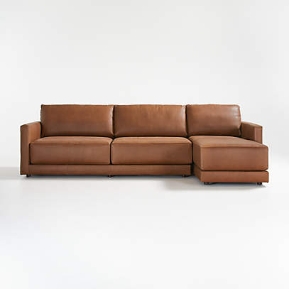 Gather Deep Leather 2-piece Sectional Sofa: Left Arm Sofa, Right