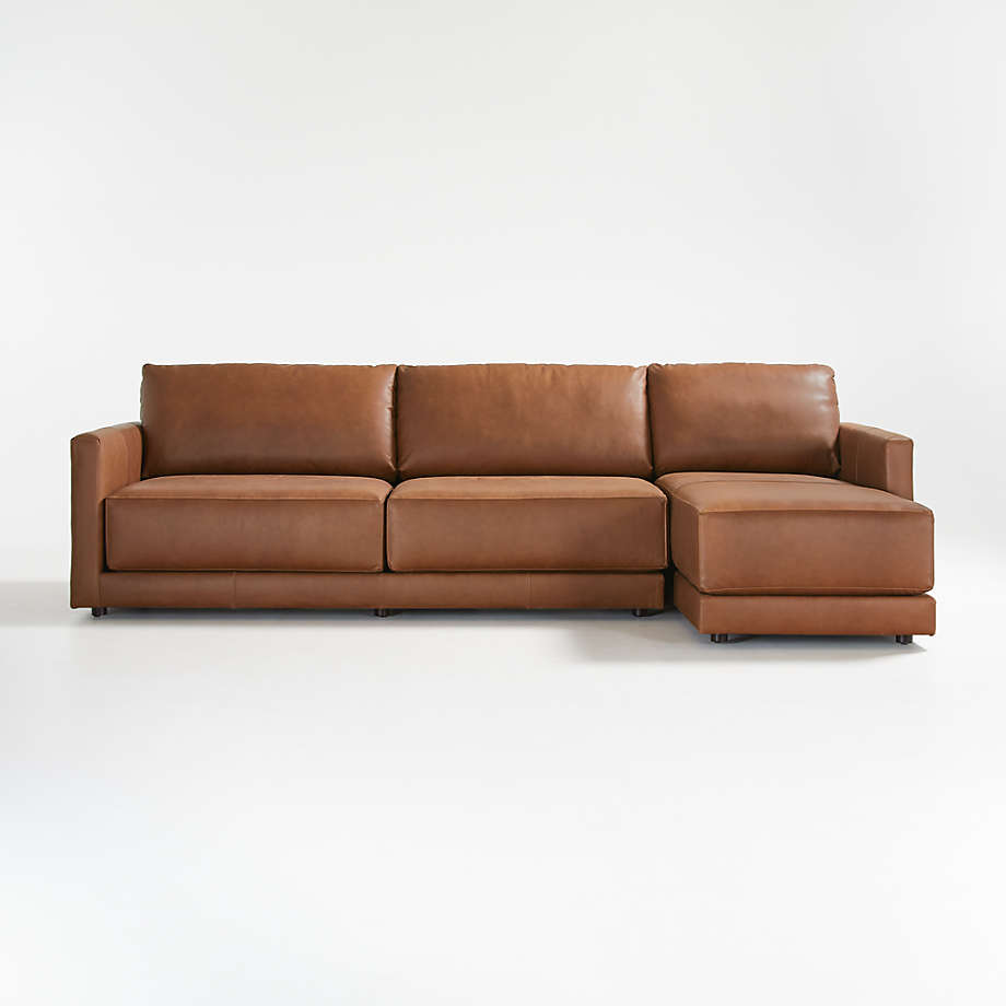Gather Deep Leather 2piece Sectional Sofa Left Arm Sofa, Right Arm