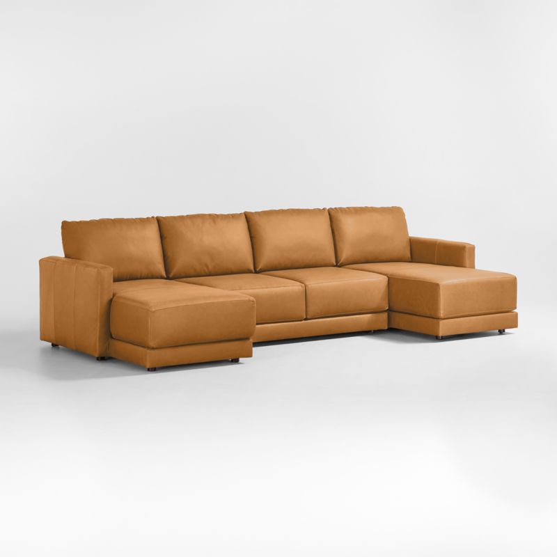 Gather 3-Piece U-Shaped Leather Sectional Sofa with Double Chaise Lounge - image 10 of 7