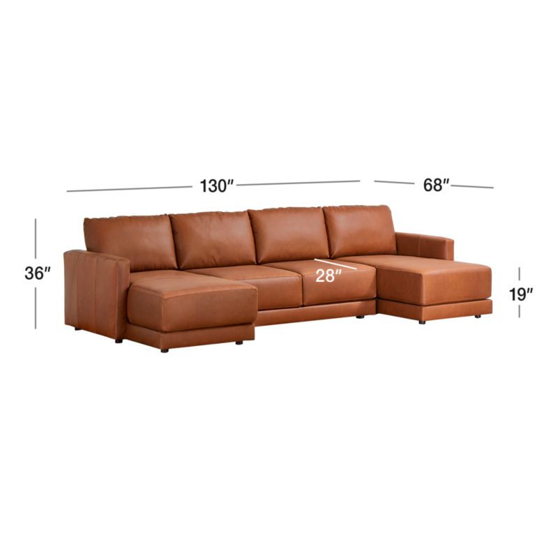 View Gather Deep Leather 3-Piece Sectional Sofa - image 2 of 11