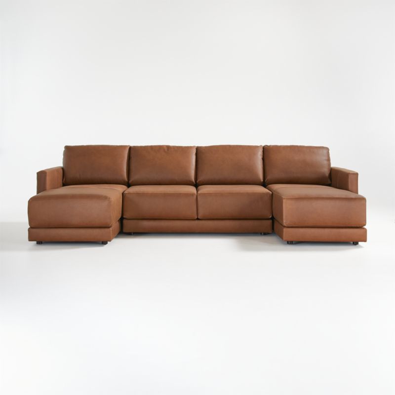 Gather Deep Leather 3-Piece Sectional Sofa - image 2 of 9