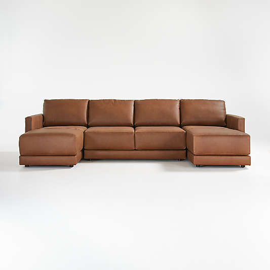 Gather Deep Leather 3-Piece Sectional Sofa