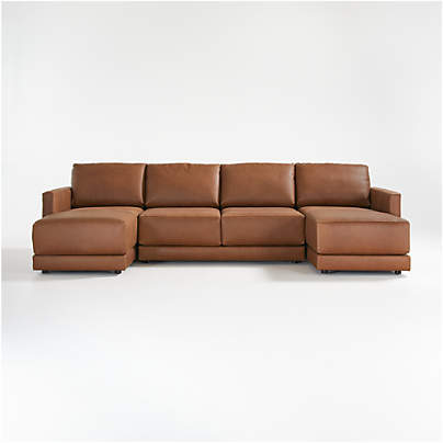 Gather Deep Leather 3-Piece Sectional Sofa