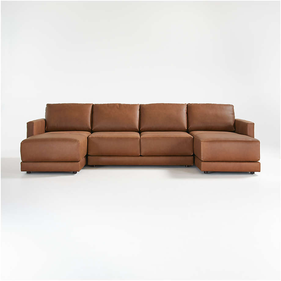 Gather Leather 3Piece Sectional + Reviews Crate & Barrel Canada