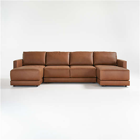 Gather Leather 3-Piece Sectional Sofa