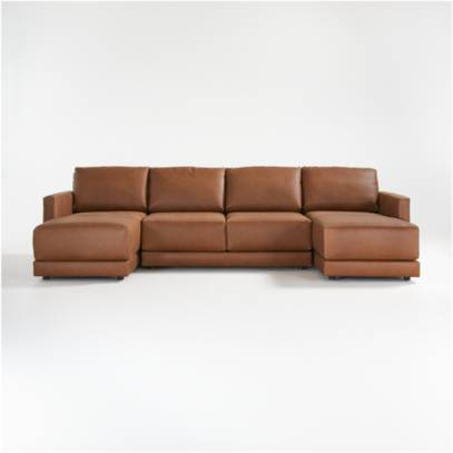 Gather Deep Leather 3 Piece Sectional