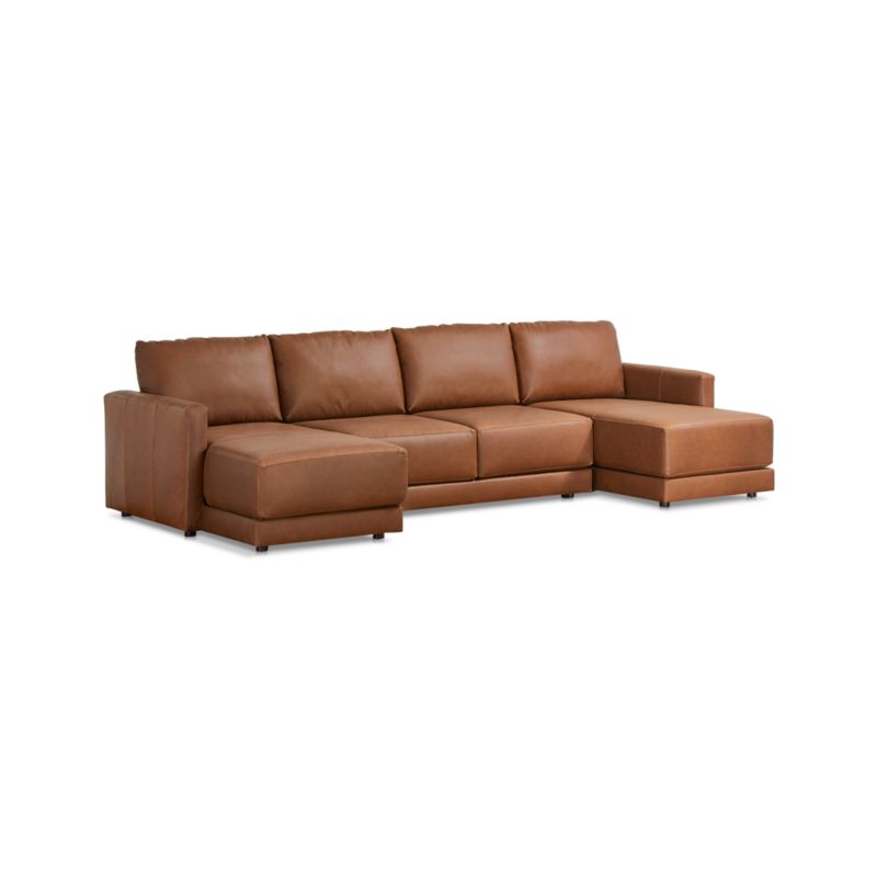 Gather Deep Leather 3-Piece Sectional Sofa - image 3 of 9