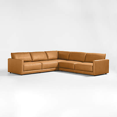 Gather 3-Piece L-Shaped Leather Sectional Sofa