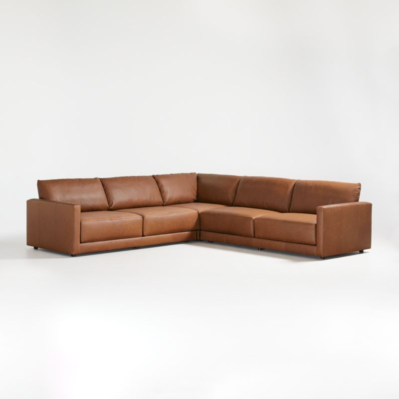 Gather Deep Leather 3-Piece Sectional Sofa - image 10 of 9