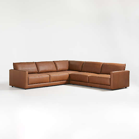 Gather Leather 3-Piece Sectional Sofa