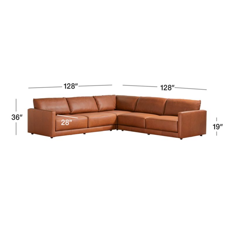 View Gather Deep Leather 3-Piece Sectional Sofa - image 3 of 11