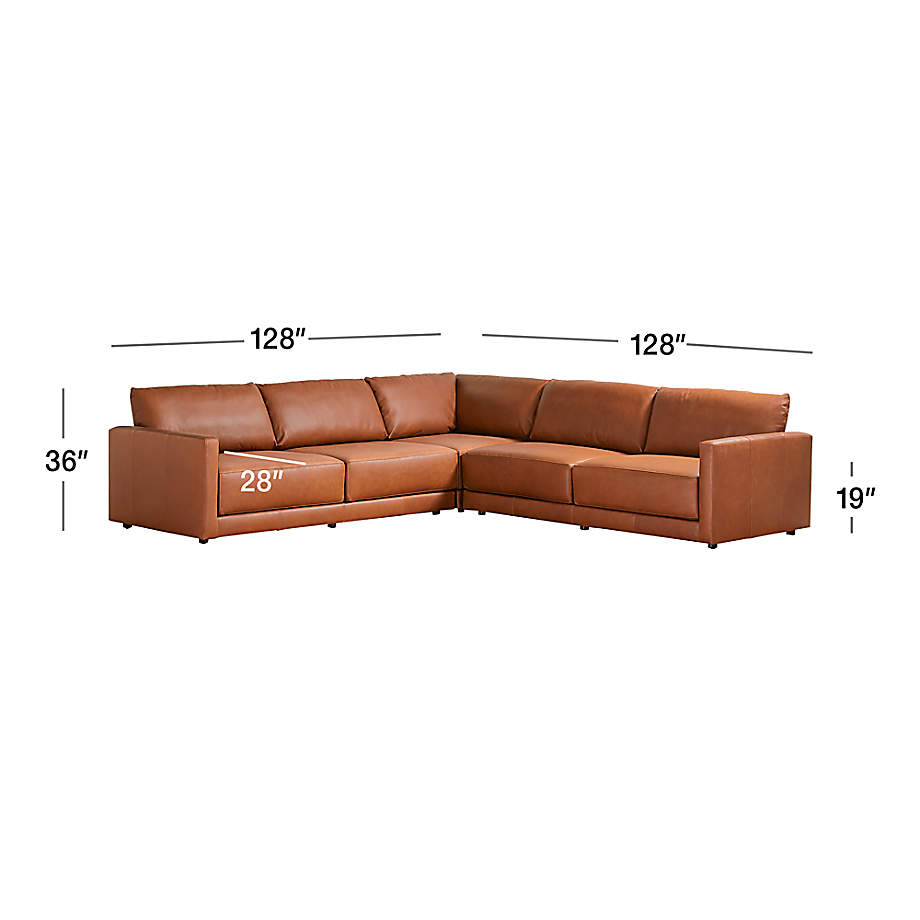 Deep Leather 3 Piece Sectional Sofa
