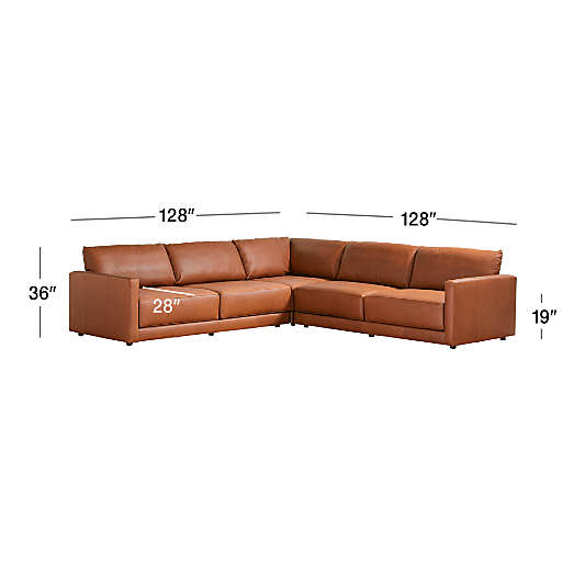 Gather Deep Leather 3-Piece Sectional Sofa