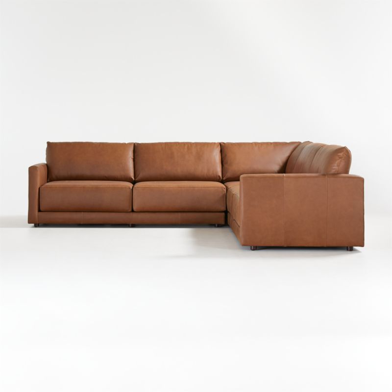 Gather Deep Leather 3-Piece Sectional Sofa - image 3 of 9