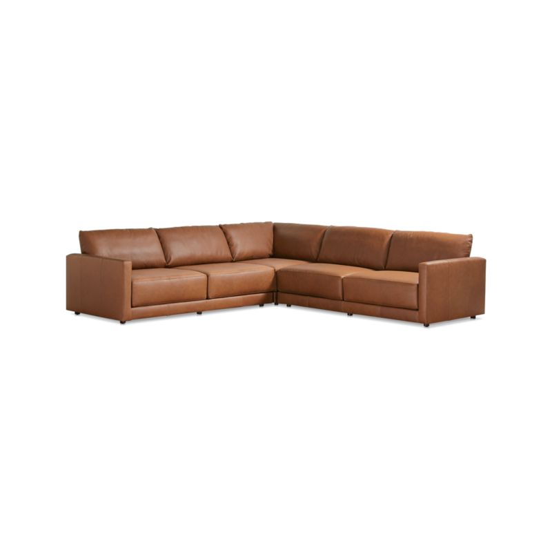 Gather Deep Leather 3-Piece Sectional Sofa - image 4 of 9