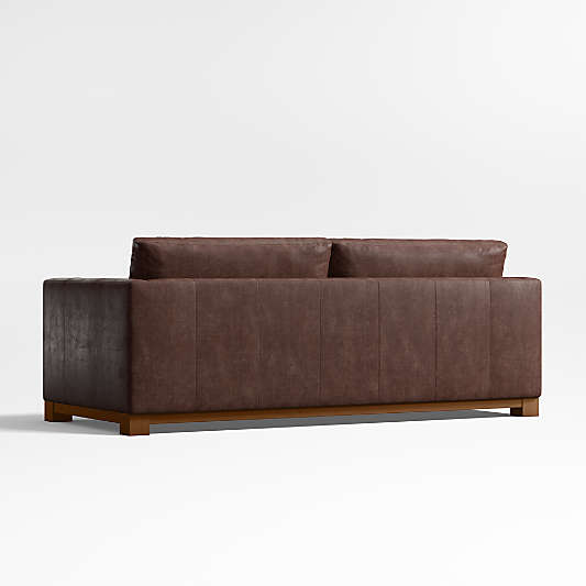 Gather Wood Base Leather Sofa 89"