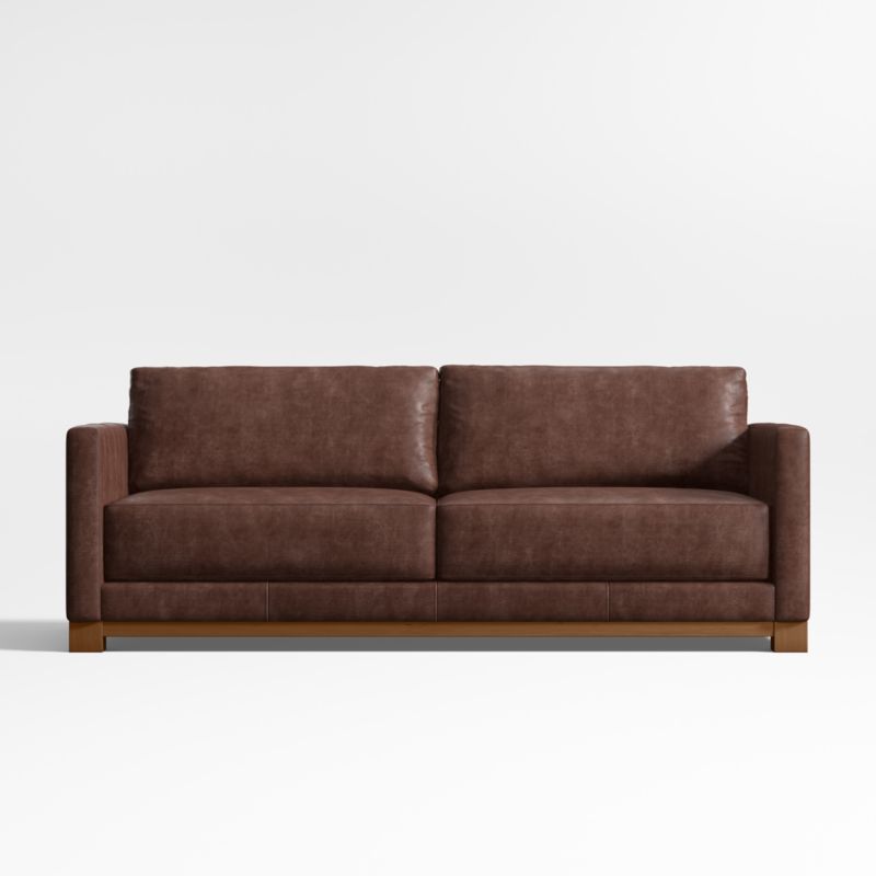 Gather Wood Base Leather Sofa 89" - image 0 of 7