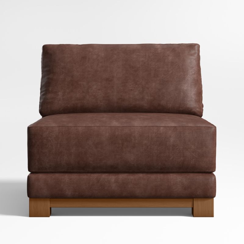 Gather Wood Base Leather Armless Chair - image 0 of 3