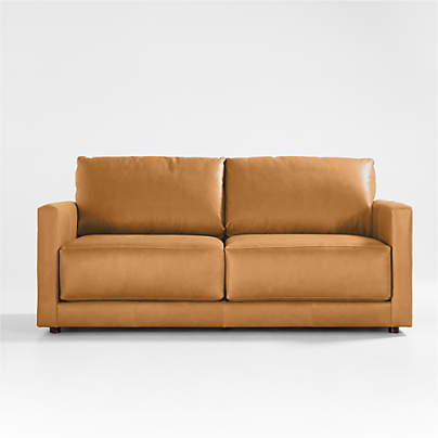 Gather Deep 77" Leather Apartment Sofa
