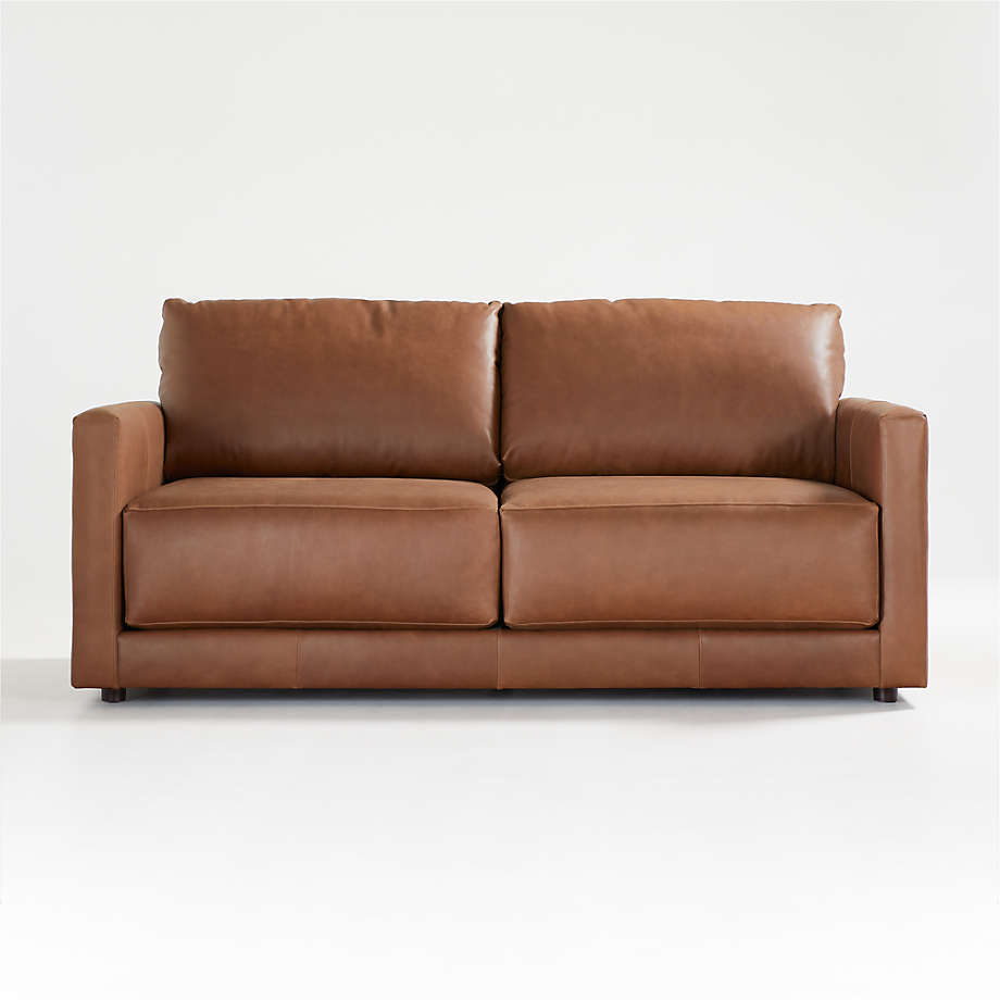 Gather Deep Leather Apartment Sofa + Reviews Crate & Barrel