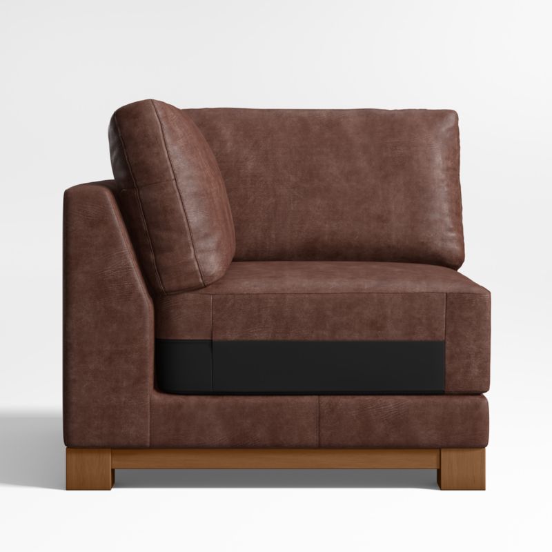 Gather Wood Base Leather Corner Sectional Piece - image 0 of 2