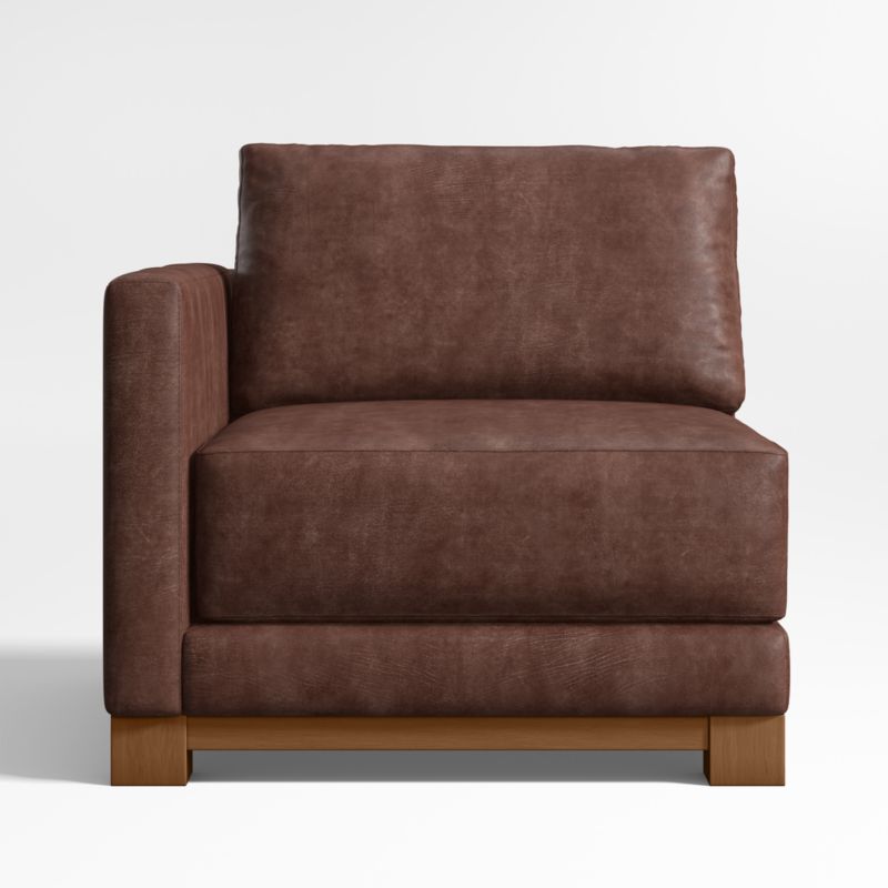 Gather Wood Base Leather Left-Arm Chair - image 0 of 2