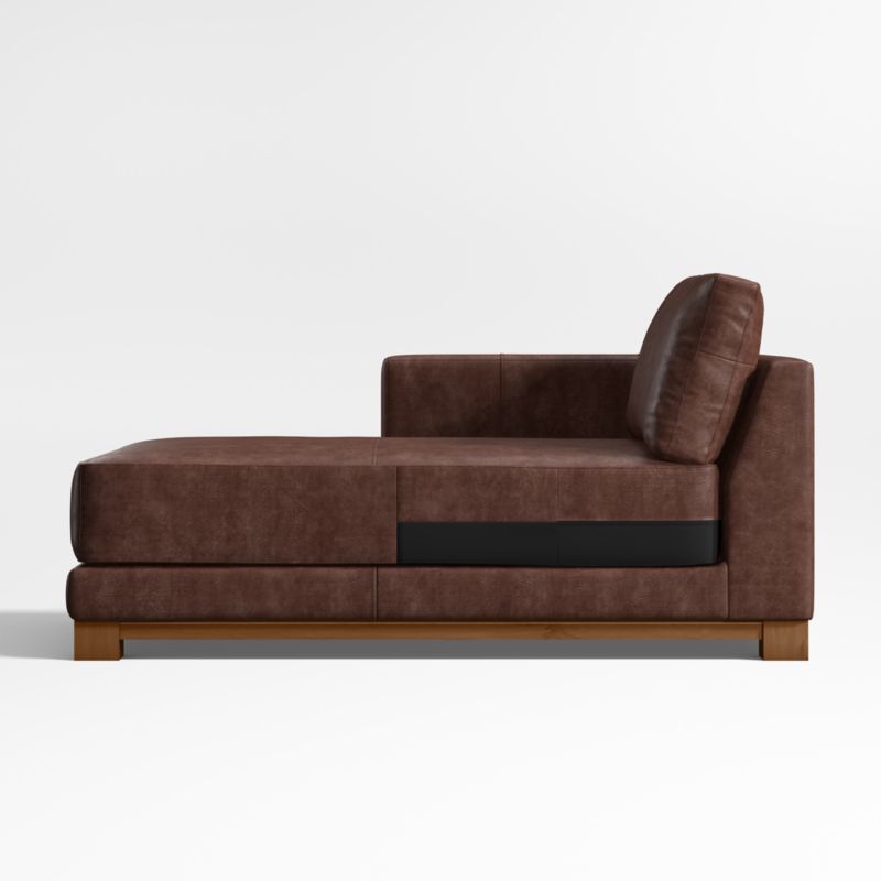 Gather Wood Base Leather Left-Arm Chaise Lounge - image 0 of 3