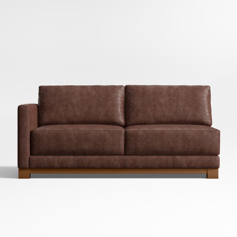 Gather Wood Base Leather Left-Arm Sofa - image 0 of 3