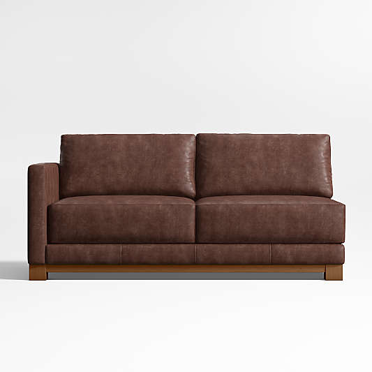 Gather Wood Base Leather Left-Arm Sofa Sectional Piece