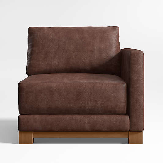 Gather Wood Base Leather Right-Arm Chair Sectional Piece