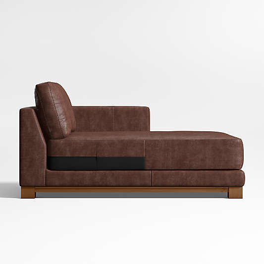 Gather Wood Base Leather Right-Arm Chaise Lounge Sectional Piece