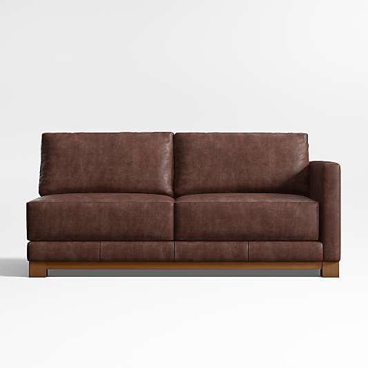 Gather Wood Base Leather Right-Arm Sofa Sectional Piece