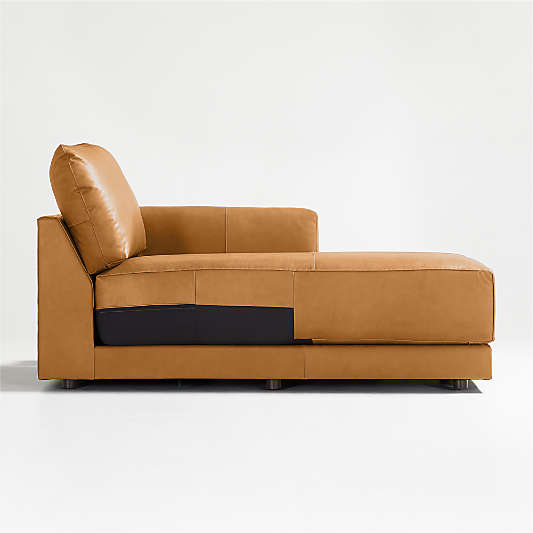 Gather Deep Leather Right-Arm Chaise Lounge Sectional Piece