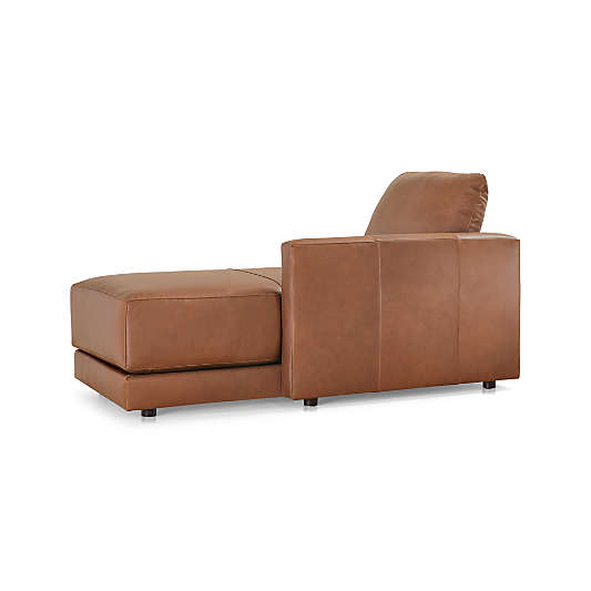 Gather Deep Leather Right-Arm Chaise Lounge Sectional Piece