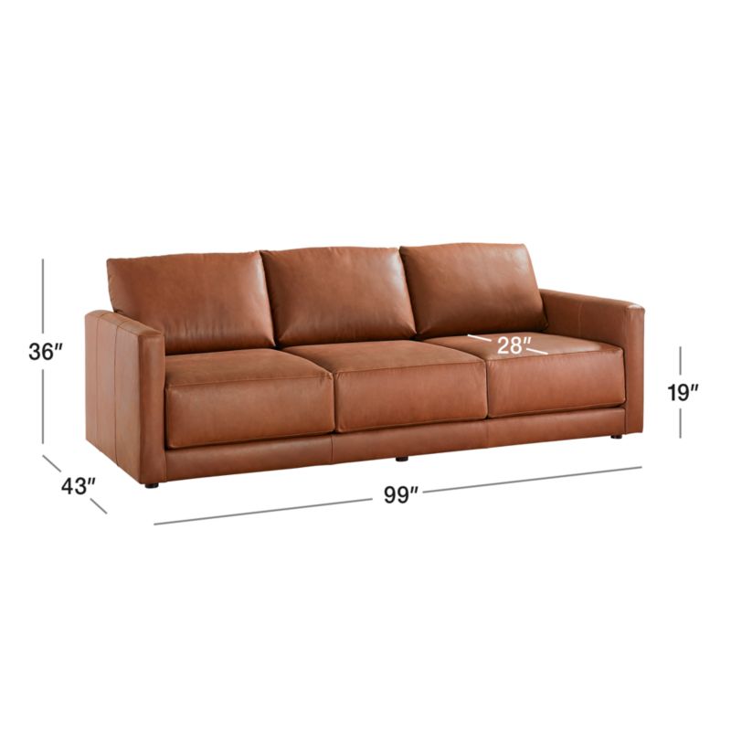 View Gather Deep Leather Sofa 98" - image 2 of 11