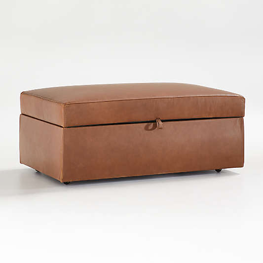 Gather Deep Leather Storage Ottoman