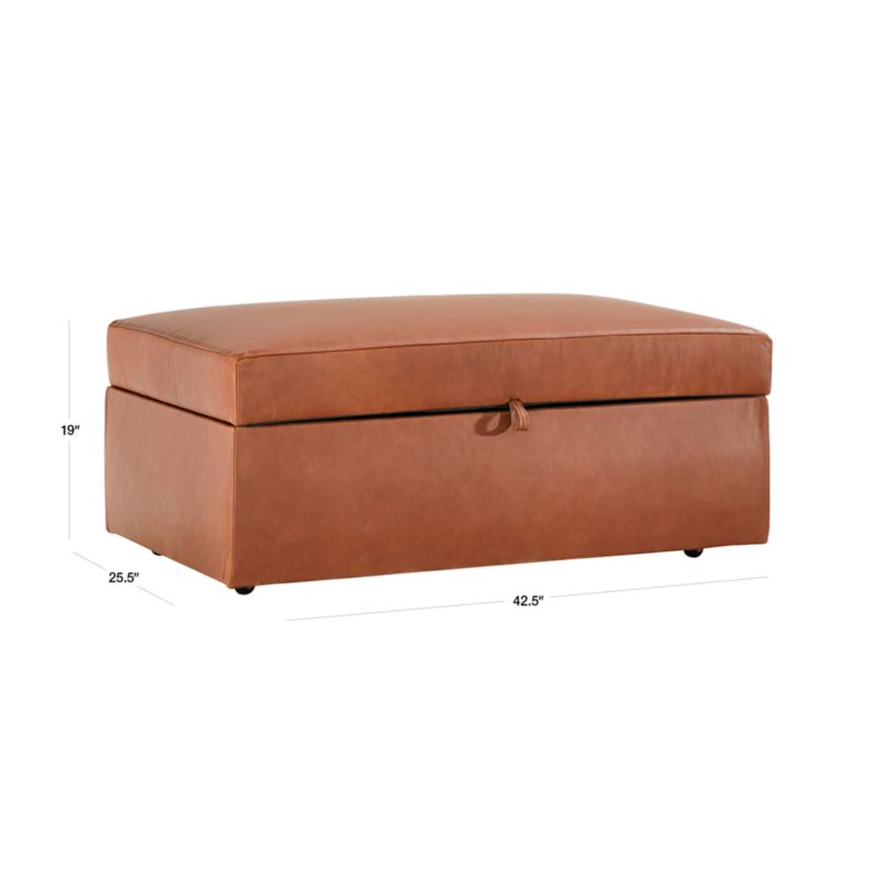 View Gather Deep Leather Storage Ottoman - image 3 of 10