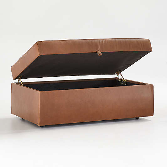 Gather Deep Leather Storage Ottoman